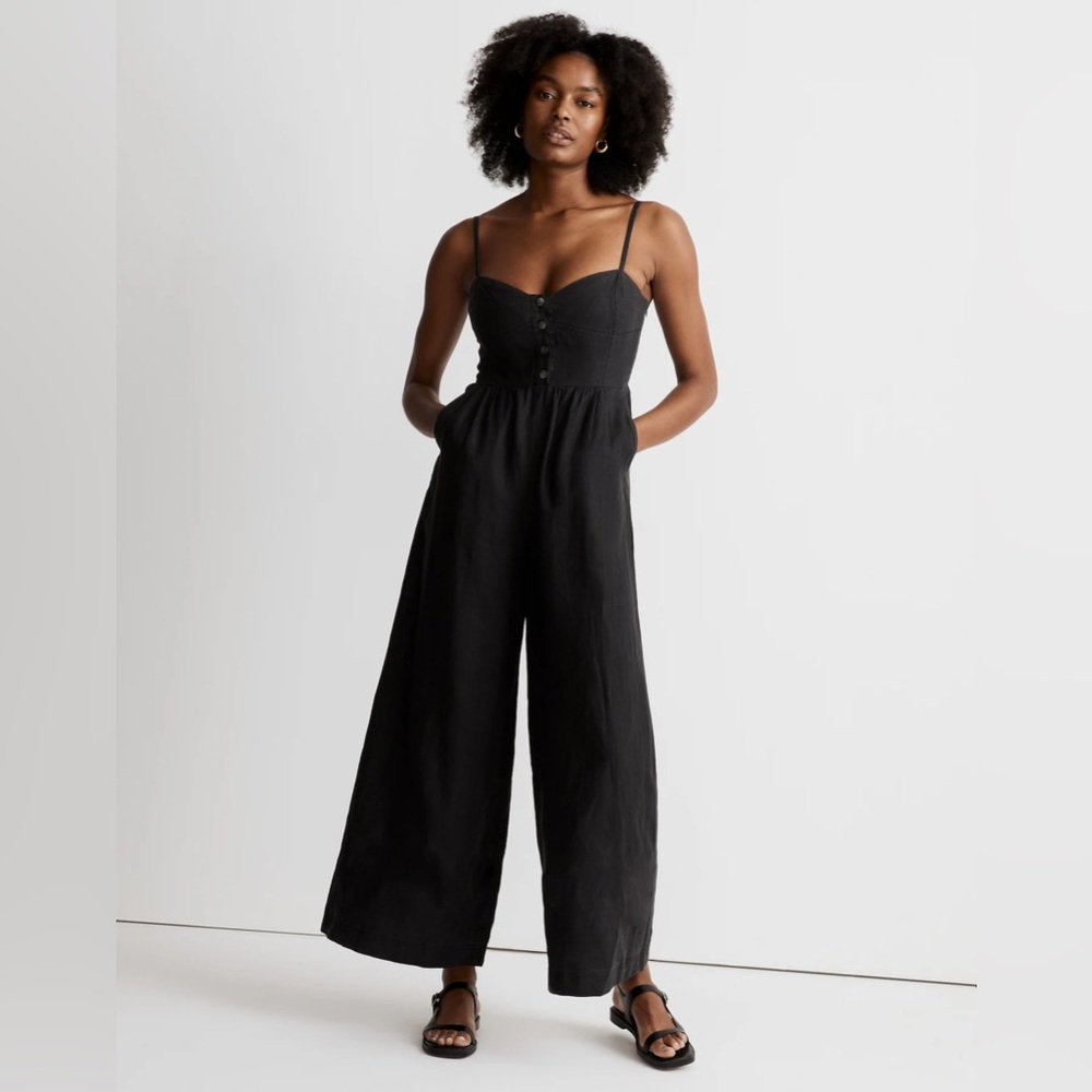 Madewell 100% Linen Sleeveless Wide-Leg Jumpsuit